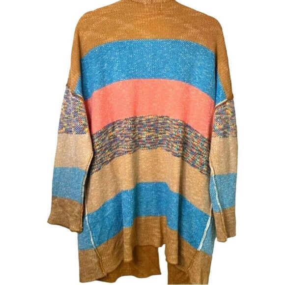 Love and Harmony Blue Brown Multicolored Cardigan Open Front Sweater Sz M/L - Picture 3 of 9